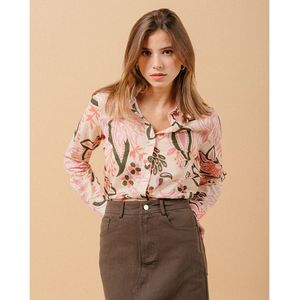 Bedrukte blouse Marica GRACE AND MILA. Katoen materiaal. Maten XS. Roze kleur