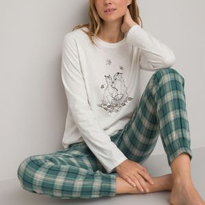 Pyjama met broek in flanel LA REDOUTE COLLECTIONS. Katoen materiaal. Maten 48 FR - 46 EU. Andere kleur