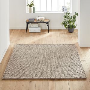 Vierkant wollen tapijt met tricot effect, Diano LA REDOUTE INTERIEURS. Wol materiaal. Maten 240 x 240 cm. Beige kleur
