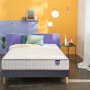 Ensemble matras veren en lattenbodem, Cosy Lit MERINOS. Massief hout materiaal. Maten 140 x 200 cm. Grijs kleur