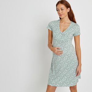 Zwangerschapsnachthemd met bloemenprint LA REDOUTE COLLECTIONS. Katoen materiaal. Maten 50/52 FR - 48/50 EU. Multicolor kleur