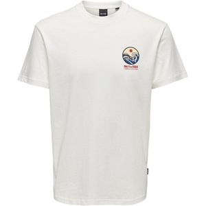 Recht T-shirt met korte mouwen en logo op de borst ONLY & SONS. Katoen materiaal. Maten XS. Wit kleur