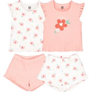 Set van 2 geribde pyjashorts LA REDOUTE COLLECTIONS. Katoen materiaal. Maten 12 jaar - 150 cm. Roze kleur