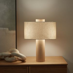 Tafellamp in eiken en linnen, Dryade AM.PM. Eikenhout materiaal. Maten één maat. Beige kleur
