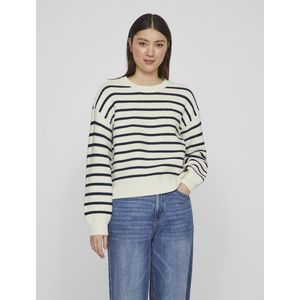 Gestreepte trui, ajour tricot VILA. Katoen materiaal. Maten XS. Wit kleur