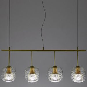 Lijn hanglamp met 4 bollen Mistinguett AM.PM. Glas materiaal. Maten één maat. Geel kleur