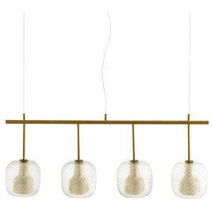 Lijn hanglamp met 4 bollen Mistinguett AM.PM. Glas materiaal. Maten één maat. Geel kleur