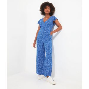 Bedrukte jumpsuit met V-hals, Ditsy JOE BROWNS. Viscose materiaal. Maten 36 FR - 34 EU. Blauw kleur