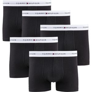 Set van 5 effen boxershorts TOMMY HILFIGER. Katoen materiaal. Maten S. Zwart kleur