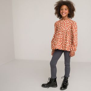 2-delig ensemble, blouse en legging LA REDOUTE COLLECTIONS. Katoen materiaal. Maten 10 jaar - 138 cm. Kastanje kleur