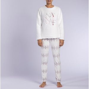 Pyjama met lange mouwen, uiterst zacht, Argyle NAF NAF. Polyester materiaal. Maten L. Beige kleur