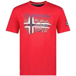 Bedrukt T-shirt met korte mouwen Jrusty GEOGRAPHICAL NORWAY. Katoen materiaal. Maten M. Rood kleur