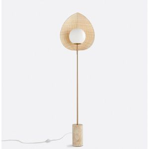 La Redoute Interieurs - Javana - Vloerlamp - Beige - Opaline, Rotan, Travertijn