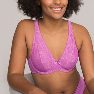 Foulard BH in kant ANNE WEYBURN. Kant materiaal. Maten 90B FR - 75B EU. Roze kleur