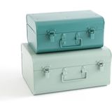 Set van 2 metalen koffers in plaatwerk, Masa LA REDOUTE INTERIEURS. Metaal materiaal. Maten één maat. Groen kleur