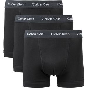 Set van 3 effen boxershorts CALVIN KLEIN UNDERWEAR. Katoen materiaal. Maten XS. Zwart kleur