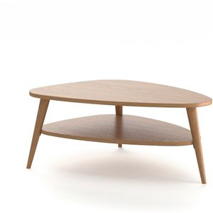 Quilda - Vintage Salontafel - Beige - Hout - Dubbel Tafelblad
