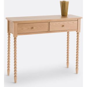 Console in essenhout, 2 lades, gedraaide poten, Anina LA REDOUTE INTERIEURS. Hout, medium (MDF) materiaal. Maten één maat. Beige kleur