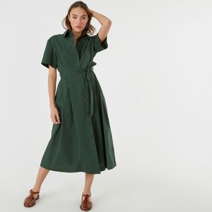 Lang hemdjurk, strikceintuur LA REDOUTE COLLECTIONS. Katoen materiaal. Maten 34 FR - 32 EU. Groen kleur