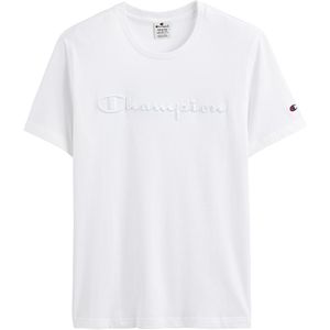 T-shirt met korte mouwen, geborduurd groot logo CHAMPION. Katoen materiaal. Maten XS. Wit kleur