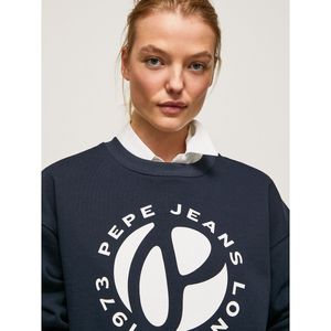 Sweater met ronde hals, logo vooraan PEPE JEANS. Katoen materiaal. Maten XS. Blauw kleur