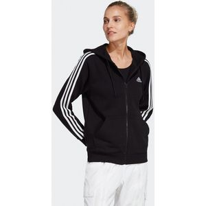 Zip-up hoodie Essentiels 3-Stripes ADIDAS SPORTSWEAR. Katoen materiaal. Maten XL. Zwart kleur