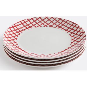 Set van 4 platte borden in porseleinen, Aline LA REDOUTE INTERIEURS. Zandsteen materiaal. Maten één maat. Rood kleur