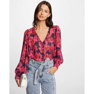 Morgan Gebloemde Blouse Fuchsia/ Donkerblauw