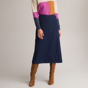 Wijd uitlopende rok, 3/4 midi lengte ANNE WEYBURN. Polyester materiaal. Maten 48 FR - 46 EU. Blauw kleur