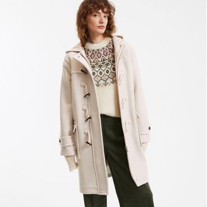 Halflange duffelcoat met kap LA REDOUTE COLLECTIONS. Wol materiaal. Maten M. Beige kleur