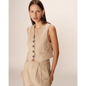Gilet met knopen PENN GRACE & MILA. Viscose materiaal. Maten L. Beige kleur