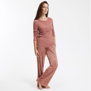 Pyjama met lange mouwen LA REDOUTE COLLECTIONS. Fluweel materiaal. Maten 50/52 FR - 48/50 EU. Roze kleur