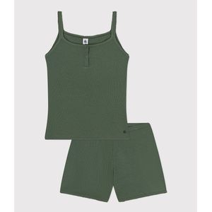 Pyjashort met topje in 2x2 rib PETIT BATEAU. Katoen materiaal. Maten XS. Groen kleur
