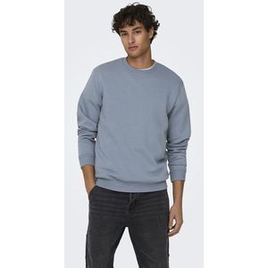Sweater met ronde hals Ceres life ONLY & SONS. Katoen materiaal. Maten XXL. Blauw kleur