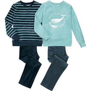 Set van 2 pyjama's in fluweel LA REDOUTE COLLECTIONS. Fluweel materiaal. Maten 6 jaar - 114 cm. Blauw kleur