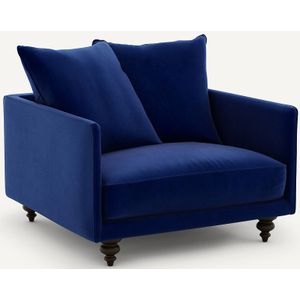 Fauteuil fluweel, Lazare AM.PM. Fluweel materiaal. Maten 1-zit. Blauw kleur