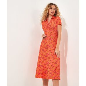 Bedrukte jurk met V-hals Loretta JOE BROWNS. Viscose materiaal. Maten 40 FR - 38 EU. Oranje kleur