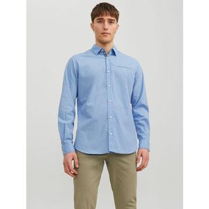 Effen hemd Rémy JACK & JONES. Katoen materiaal. Maten XL. Blauw kleur