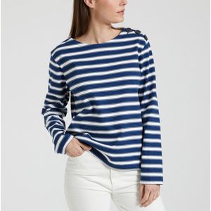 Marinetrui, knopen op de schouder PETIT BATEAU. Katoen materiaal. Maten S. Blauw kleur