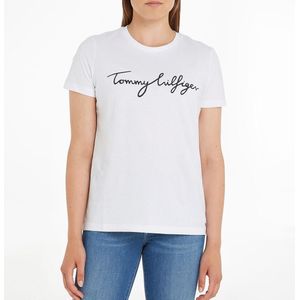 T-shirt in bio katoen met ronde hals en korte mouwen TOMMY HILFIGER. Bio katoen materiaal. Maten S. Wit kleur