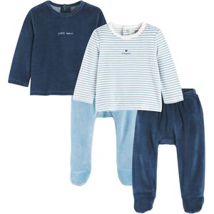 Set van 2 pyjama's in fluweel LA REDOUTE COLLECTIONS. Fluweel materiaal. Maten 3 jaar - 94 cm. Blauw kleur