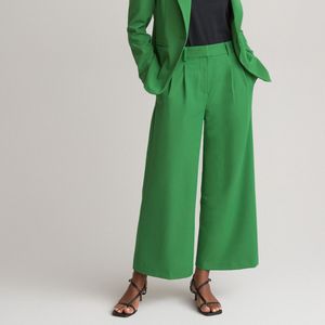 Verkorte wijde broek met naden LA REDOUTE COLLECTIONS. Polyester materiaal. Maten 42 FR - 40 EU. Groen kleur