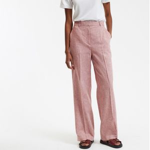 Wijde, rechte broek in linnen en katoen LA REDOUTE COLLECTIONS. Katoenlinnen materiaal. Maten 46 FR - 44 EU. Roze kleur