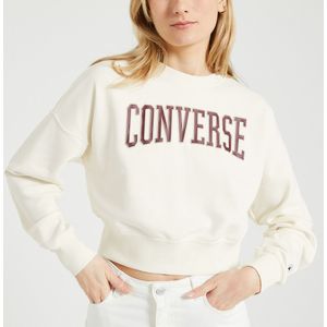 Cropped sweater met ronde hals Crew CONVERSE. Katoen materiaal. Maten XL. Beige kleur