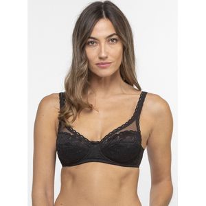 BH Cœur Croisé Féminin, recycled PLAYTEX. Polyamide materiaal. Maten 105D FR - 90D EU. Zwart kleur