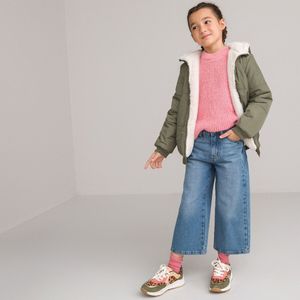 Warme omkeerbare jas met kap LA REDOUTE COLLECTIONS. Polyester materiaal. Maten 8 jaar - 126 cm. Groen kleur