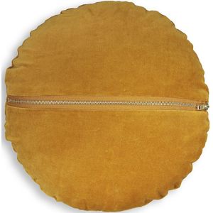 Rond kussen in fluweel, Velvet LA REDOUTE INTERIEURS.  materiaal. Maten diameter 35 cm. Kastanje kleur