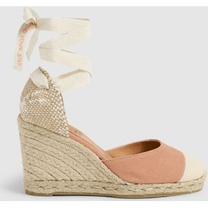 Espadrilles met sleehak, in stof Carina CASTANER. Katoen materiaal. Maten 38. Oranje kleur