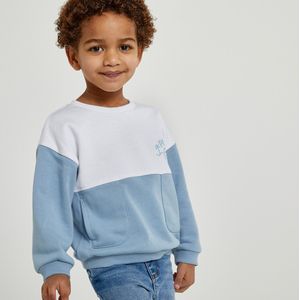 Sweater met ronde hals in molton, geborduurde tekst op de borst LA REDOUTE COLLECTIONS. Molton materiaal. Maten 3 jaar - 94 cm. Wit kleur