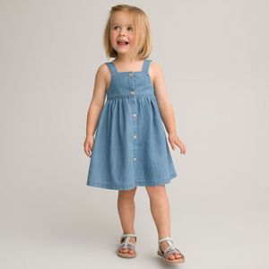 Jeansjurk met schouderbandjes LA REDOUTE COLLECTIONS. Denim materiaal. Maten 6 mnd - 67 cm. Blauw kleur